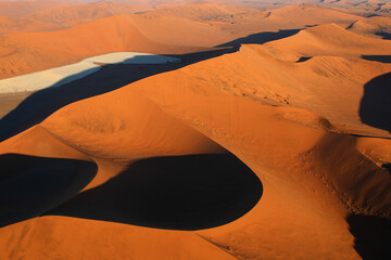 Aerial view of dunes in Namibia