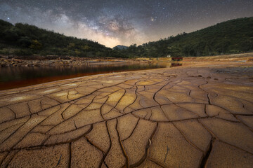 Amazing view of starry sky over desert