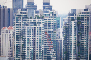 Fototapeta na wymiar high angle view of singapore city buildings sunny day 