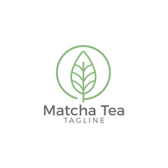 tea leaf logo. Japanese tea Matcha tea. vector illustration