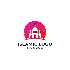 mosque building vector template. Muslim worship place graphic illustrations.