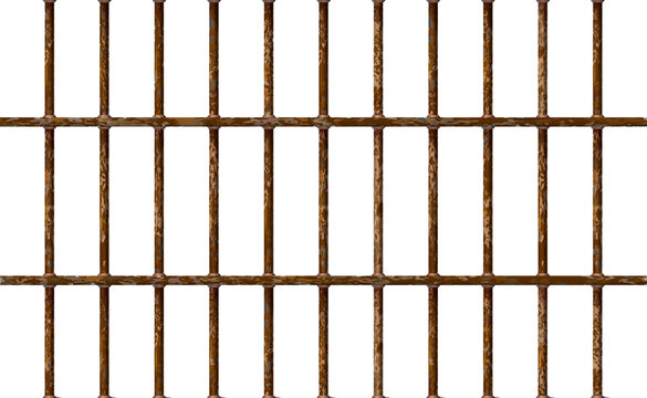 Realistic Jail bars rusty, prison iron interior. Metal lattice. Png