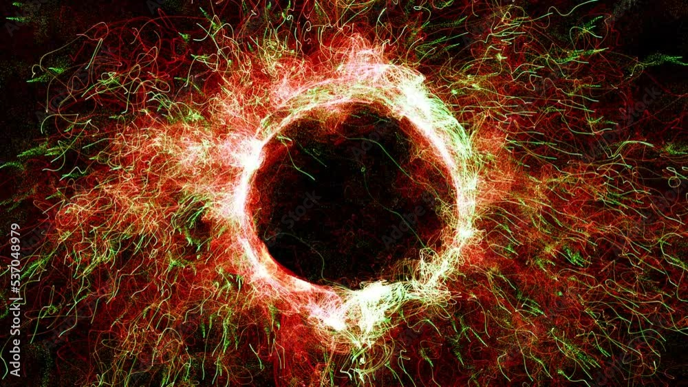 Wall mural cosmic energy strings. energy flows in the form of thin bright elements. lines form structural fiber