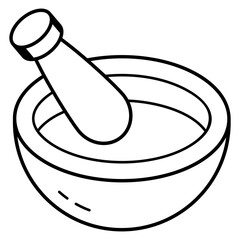 A mortar pestle line isometric icon