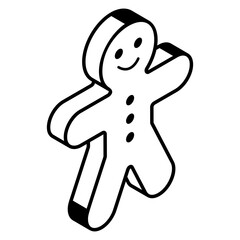 Magic doll line vector icon, voodoo doll 