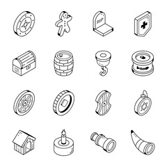 Set of Fairytale and Fantasy Line Icons

