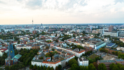 Fototapeta na wymiar Aerial drone view of Kreuzberg, Berlin, Germany