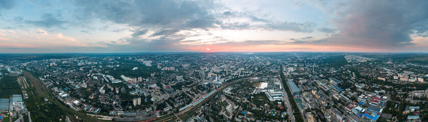 Naklejka na ściany i meble Aerial drone panoramic view of Chisinau downtown, Moldova