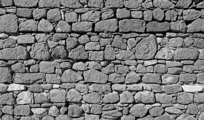 Monochrome Image of Historic Stone Wall of the Medieval Fortress in Akhaltsikhe City, Georgia