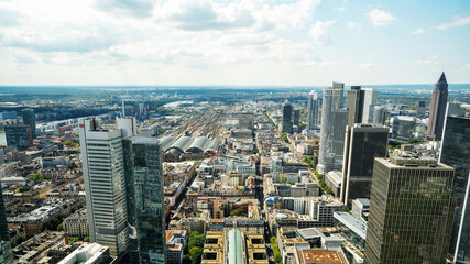 Fototapeta na wymiar Panoramic view of Frankfurt from a skyscraper, Germany