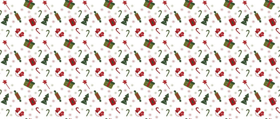 Christmas seamless pattern, white background