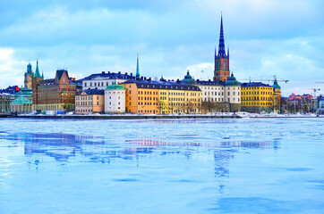 View of Stockholm, Sweden in the morning in winter.