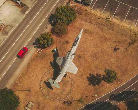 La Spezia, Italy - 25 August 2021: Aerial view of a F-104 Starfighter, Italy.