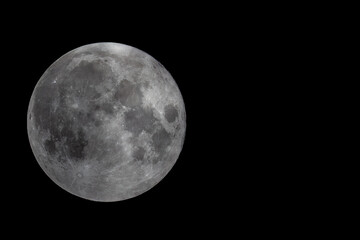 Obraz na płótnie Canvas Full Moon Over Black Sky with Room for Text