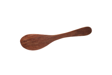 Small wooden spoon on white isolated kitchen object