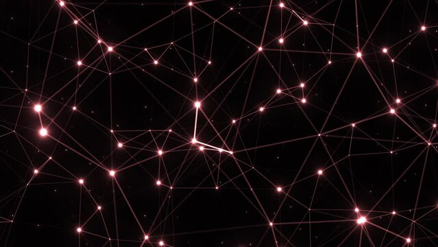 Networking animation, red glowing, artifical intelligence, neuronal network circulating ware