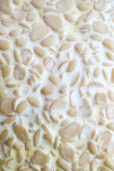Close-up Texture of Tempeh, a Fermented Soybeans Source of High Protein and Fiber for Plant-based Diet
