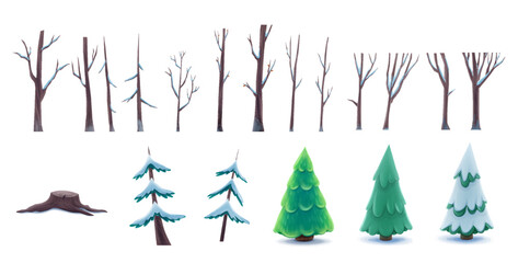 set of forest trees with snow banner for christmas - 537059325