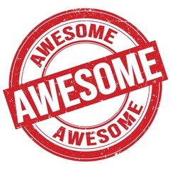 AWESOME text written on red round stamp sign