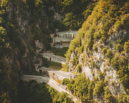 Aerial view of Passo San Boldo, Italy.