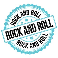 Obraz premium ROCK AND ROLL text on blue-black round stamp sign