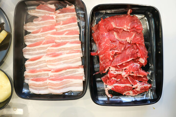 beef, raw beef or sliced beef and pork for cook