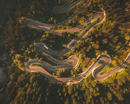 Aerial view of the Maloja Pass, Switzerland.