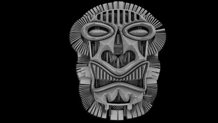 3D illustration of an architectural rendering of a Tiki statue that represents the image of a certain god and as an embodiment of that god's mana, or power. View at maximum size to see its making.