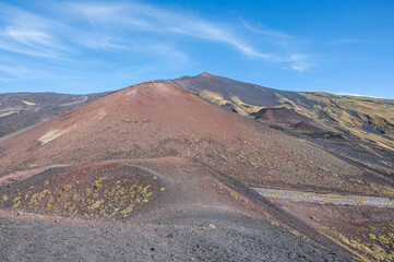The beautiful Etna Volcano with its Silvestri Craters