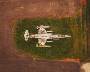 The Netherlands - 06 April 2022: Aerial view of a Lockheed F-104 Starfighter, the Netherlands.
