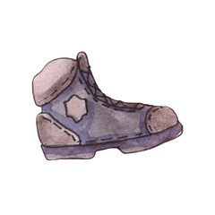 Vintage shoe. Watercolor drawing. isolated on a transparent background.