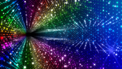 Fototapeta premium Neon Led Lights Sci Fi Futuristic Glowing Dot Dark space 3D illustration