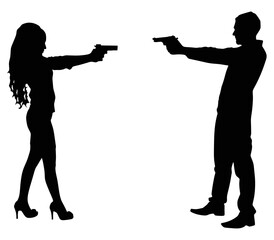 couple woman man in duel