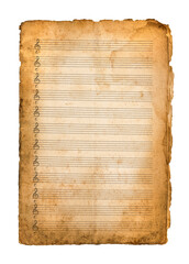 Old music sheet with blank musical pentagram