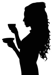 silhouette of a woman drinking coffee