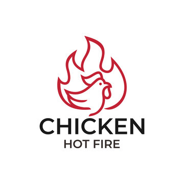 rustic fire chicken logo, hen flame hot symbol vector icon illustration, fast food restaurant app icon vector