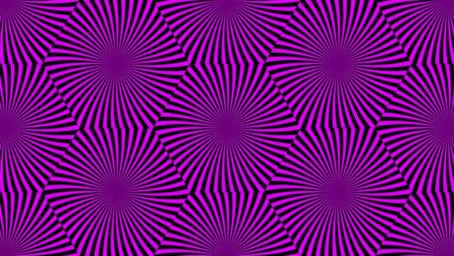 Surreal psychedelic mosaic optical illusion. Abstract hypnotic animated background. Seamless looping animation.