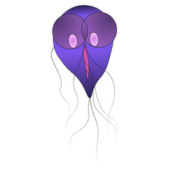 Purple Giardia lamblia protozoan isolated on white background