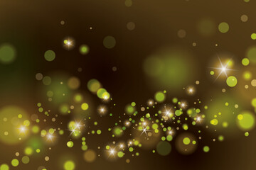 Bokeh light lights effect background. Christmas reen golden dust light. glowing background. Christmas confetti and sparkle texture.