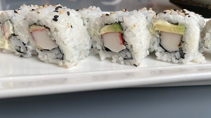 surimi Uramaki roll sushi plate 
