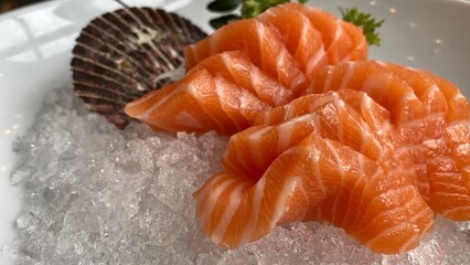 salmon sashimi fish roll 