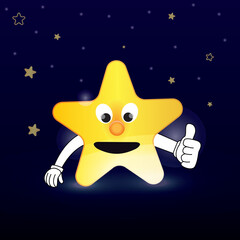 Cute star smiling cartoon illustration