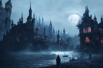 gothic cityscape illustration