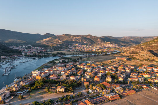 Aerial view of Bosa Marina, Oristano, Sardinia, Italy.