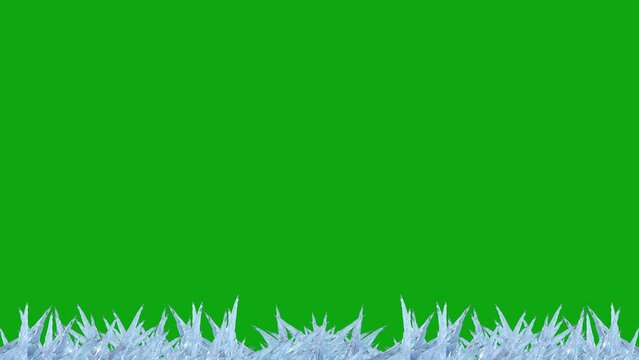 Frost Frame animation on a green screen. Ice Frame animation with key color. Winter Objects. Christmas and New year frame. Chroma key, Color key background. 4K video