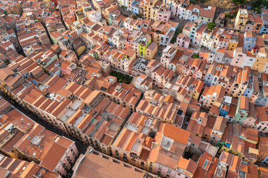 Aerial view of Bosa, Oristano, Sardinia, Italy.
