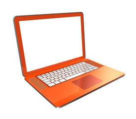 3D black laptop computer isolated on white with 2 clipping path : one for global scene and one for the screen