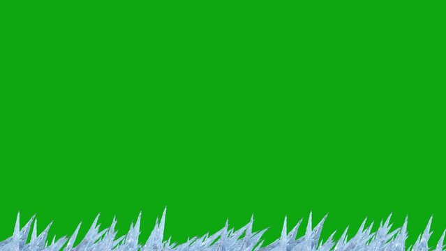 Frost Frame animation on a green screen. Ice Frame animation with key color. Winter Objects. Christmas and New year frame. Chroma key, Color key background. 4K video