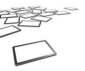 Digital tablet pc isolated on a transparent background. Group of objects