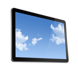 Digital tablet pc isolated on a transparent background. Blue screen